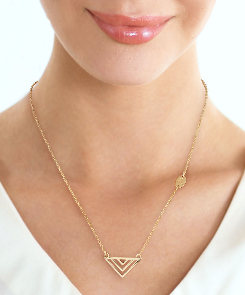 Geometric Triangle Gold-tone Necklace